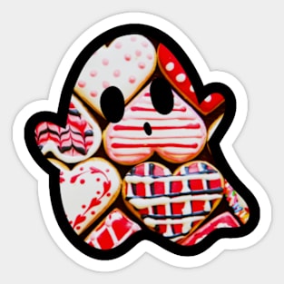 Valentines Heart Cookies Ghost Sticker